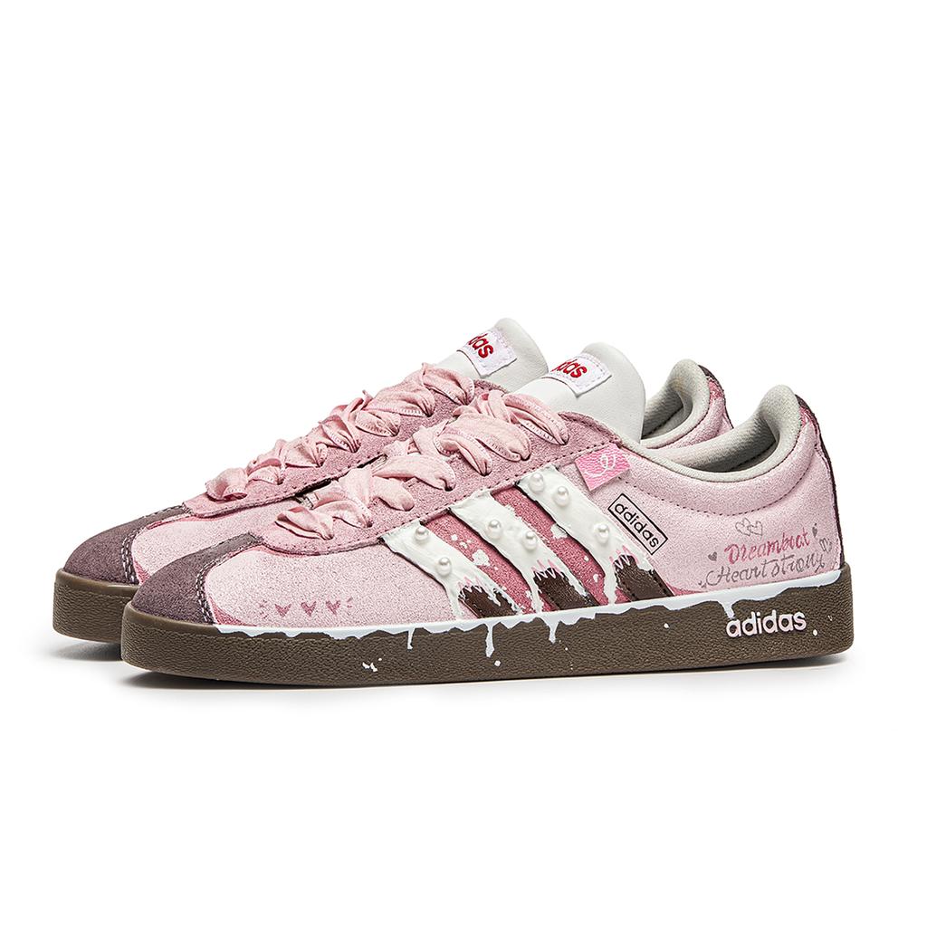 Adidas Neo VL Court Lifestyle Awakening, Cream Pink Cushioning Low top Skateboard Shoes Unisex Pink Brown HQ1802(Team1173-)