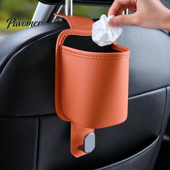Hidden Car Organizer Leather Door Cup Holder, Multifunctional Vehicle Drink Hanger Holder for with Headrest Hooks, Window Drinks Phone Universal