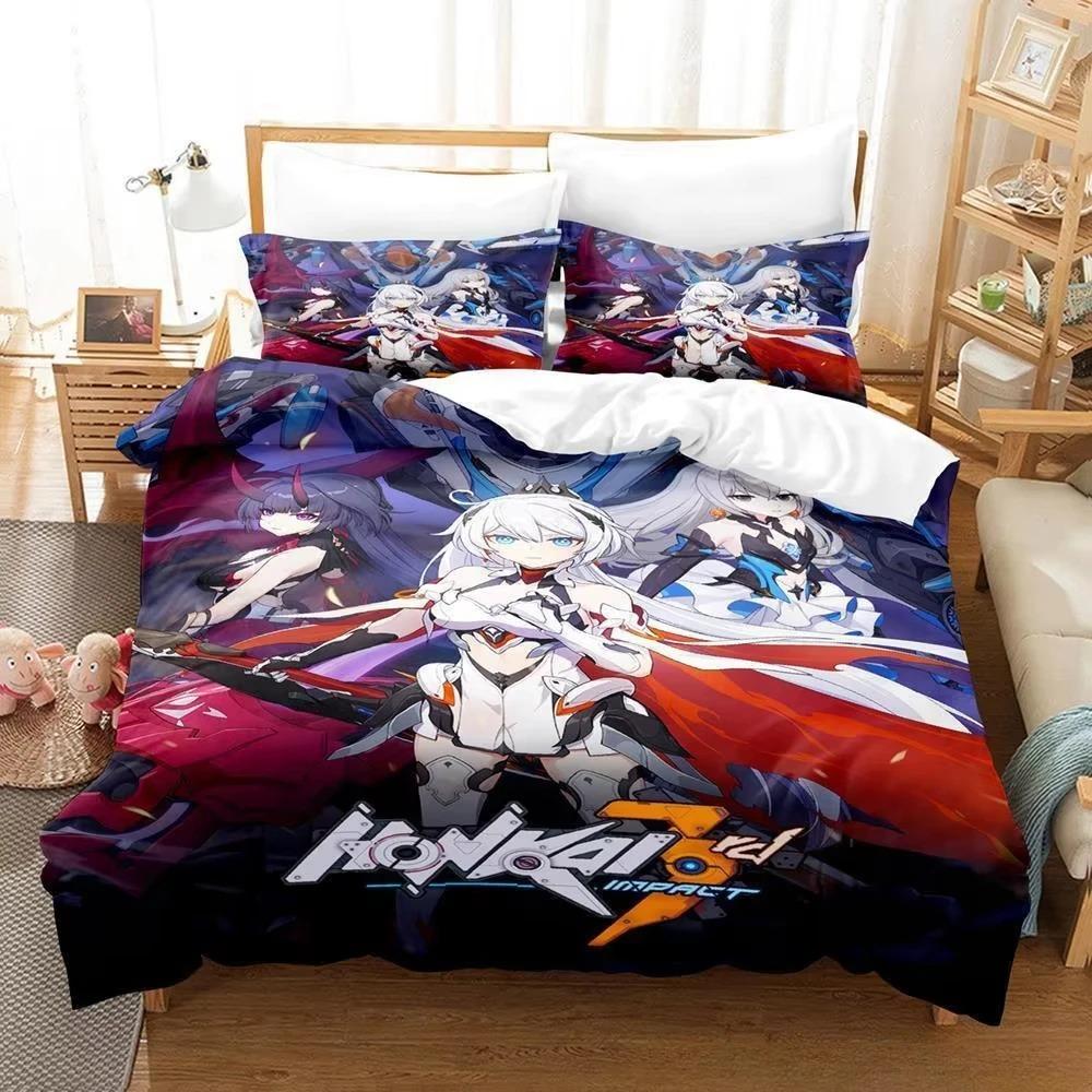 Nuovo Gioco Honkai Impact 3rd Set Biancheria da Letto Copripiumino con Federe Singolo Matrimoniale Queen King Biancheria da Letto Tessuti per la Casa