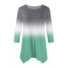 Women's Fashion Casual Crew-neck Gradual Print Seven-point Sleeve Shirt Belted Loose Comfortable Top