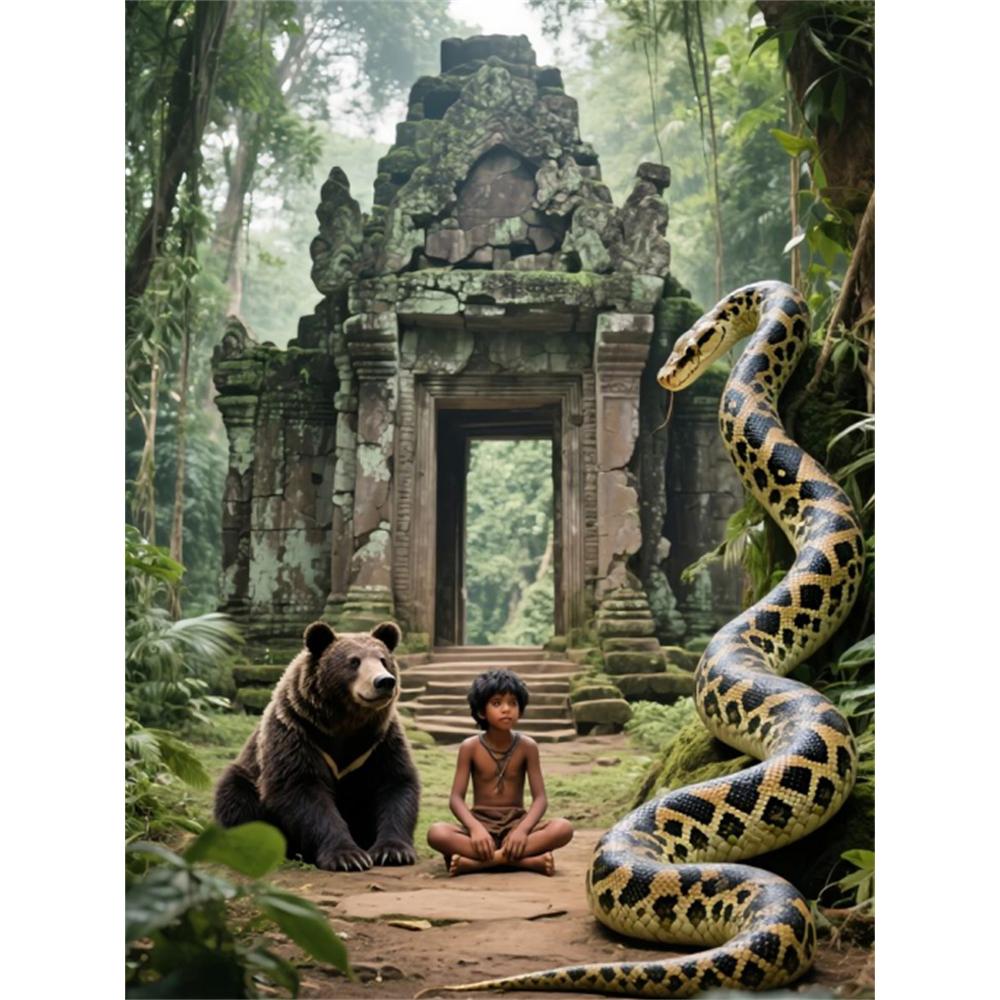 

Disney 5D DIY Diamond Painting Mowgli and His Jungle Friends Illustration - Cartoon Full Diamond Mosaic Diamond Painting Art Wall Decoration Craft Set Round 20x30cm