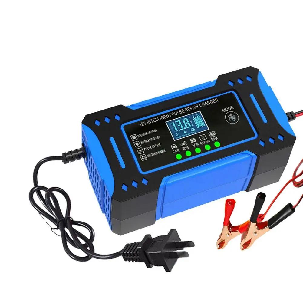 New Tech Car Battery Charger 6A 12V US/EU Repair LCD Safe Unit Intelligent Display Charging Lead-Acid Battery Car&Motorcycl F5O3 US
