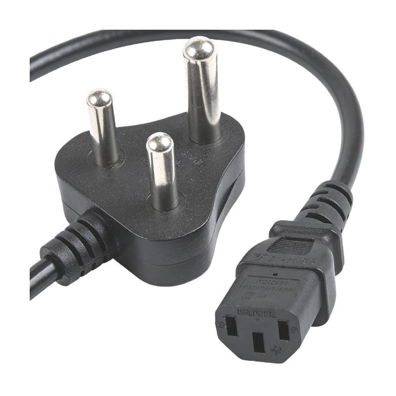 South Africa 3-Pin Plug Power Cord, 1.5m SABS-Certified 3x0.75/1.0/1.5 sq mm AC Cable