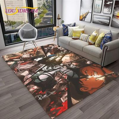 3D Anime Attack on Titan Cartoon Teppich Teppich für Zuhause Wohnzimmer Schlafzimmer Sofa Fußmatte Dekor, Kinderspielbereich Teppich Rutschfeste Bodenmatte