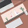Tech Leather Healing Girl Large Mouse Pad with Cartoon Animal Design - Thick Keyboard and Wrist Rest Desk Mat