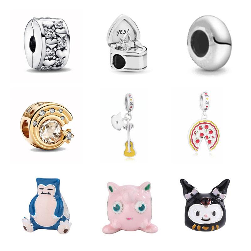 

Европейский серебряный цветной зажим для пиццы, кулон в виде гитары, бусины «сделай сам», подходят, оригинальный модный браслет, ожерелье, брелок, женские ювелирные изделия