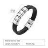 Custom Beaded Braided Bracelets For Men Leather Stainless Steel Black Silver Color Personalized Bangle Name Family Father Gift