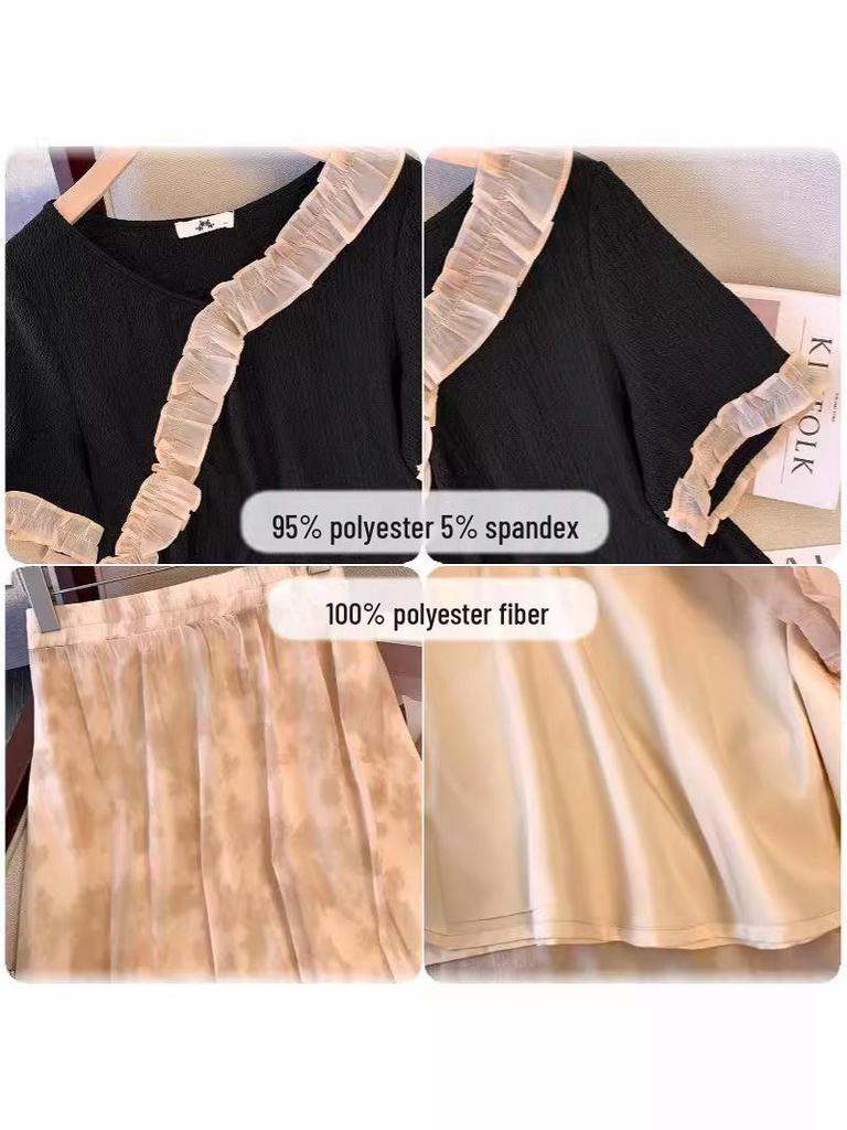 Plus Size Women's Chinese Style T-shirt & Skirt Set - Summer 2024 Collection