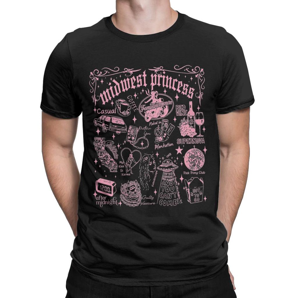 Heren T-shirts Chappell Roan Pink Ponys Club Vintage Katoenen T-shirt Korte Mouw T-shirt Ronde Hals Kleding Zomer