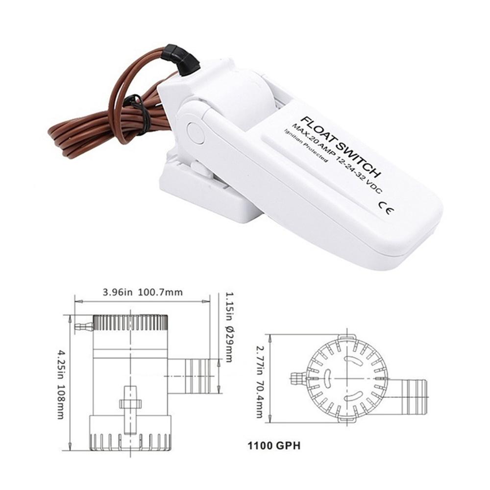 12V 1100GPH Automatic Boat Bilge Pump Bilge es Sensor for Electric