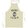 Kitchen Apron - Husky C'est La Vie - French Print - Durable Cotton - Adjustable Ties
