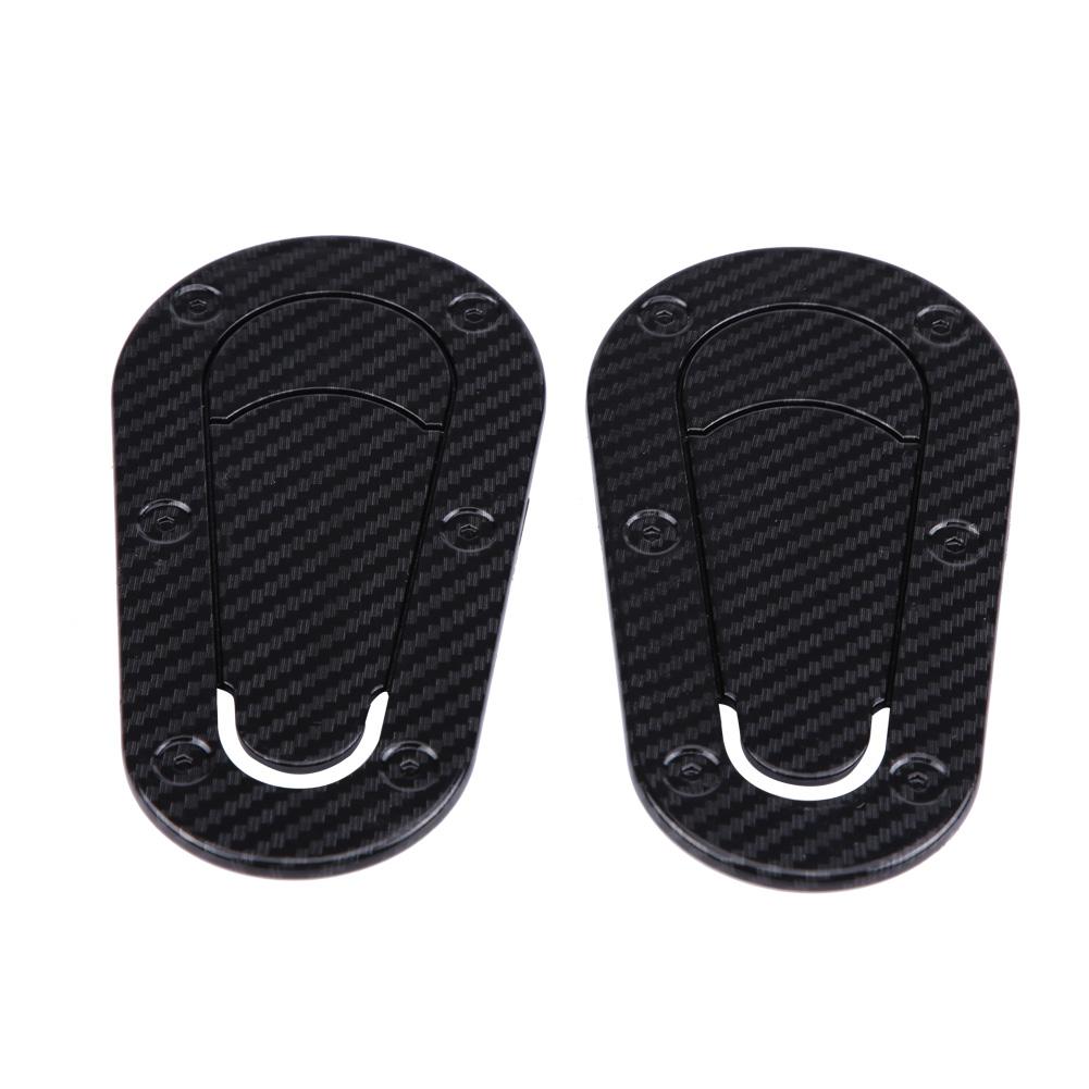 2Pcs Universal Car Bonnet Decorative Lock Sticker Auto Hood Decal Stickers (Black Carbon Fiber)
