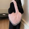 Autumn and Winter New Casual Wool Bag Large Capacity Tote Bag Fashion One Shoulder Armpit Bag Handbag Plush Bag