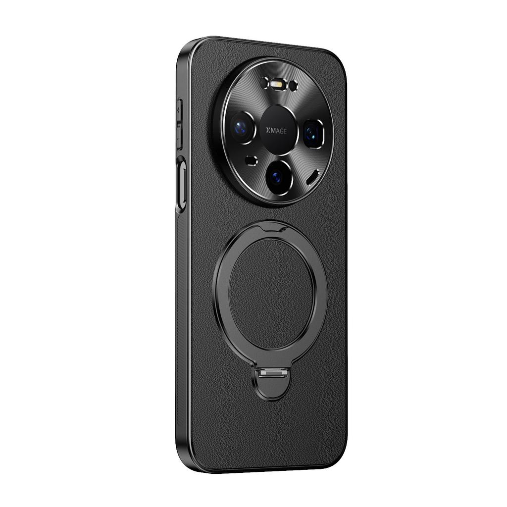 Applicable To Huawei Mate80Promax Magnetic Mobile Phone Case Pura80/70Pro Plain Leather Rotating Bracket Protective Case