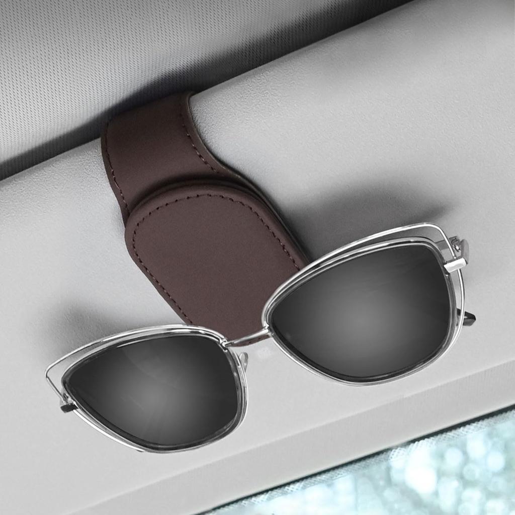 Sunglasses Holder Car Eyeglass Holder Sun Visor Eyeglass Clip Leather Easy Install Auto Parts