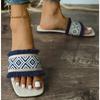 Fashion New Women Summer Straw Woven Casual Slippers Outdoor Espadrille Flip-flops Fashion Flat Ladies Sandals and Slippers Plus Size 43