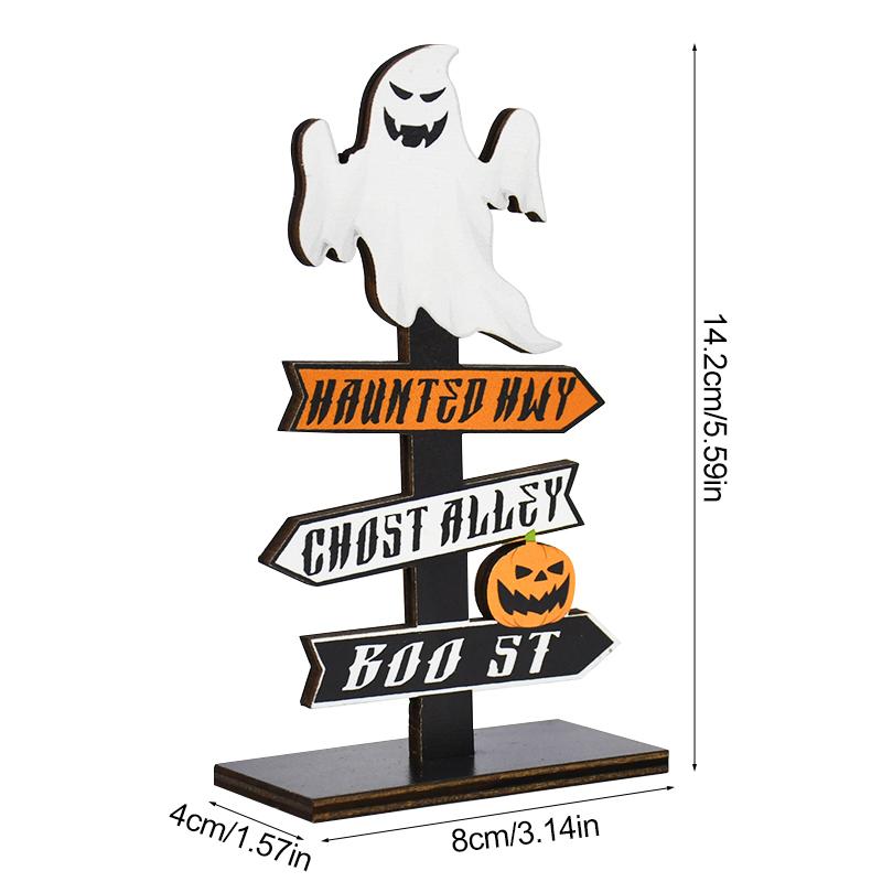 Halloween Pumpkin Ghost Wooden Ornament, Tabletop Decor for Home Party, Kids Birthday Gift & Party Favors