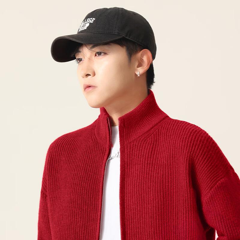 Xuezhongfei Men's Winter Stand-Collar Zipper Cardigan Sweater