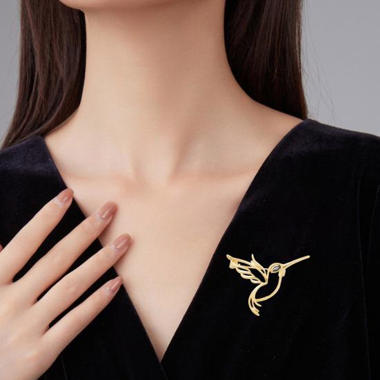 Bird Brooch Strong Pin High-Quality Alloy Durable Anti-Oxidation Hollow Hummingbird Shape Lightweight Elegant Women Outfit Accessories Gift Brooch Pin