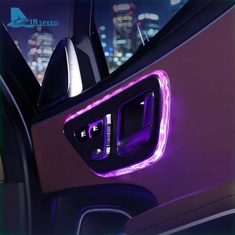 4PCS Crystal Door Light Frame Light Trim For Mercedes Benz C GLC E Class W206 X254 W214 W233 EQS EQE GLE Interior Accessories