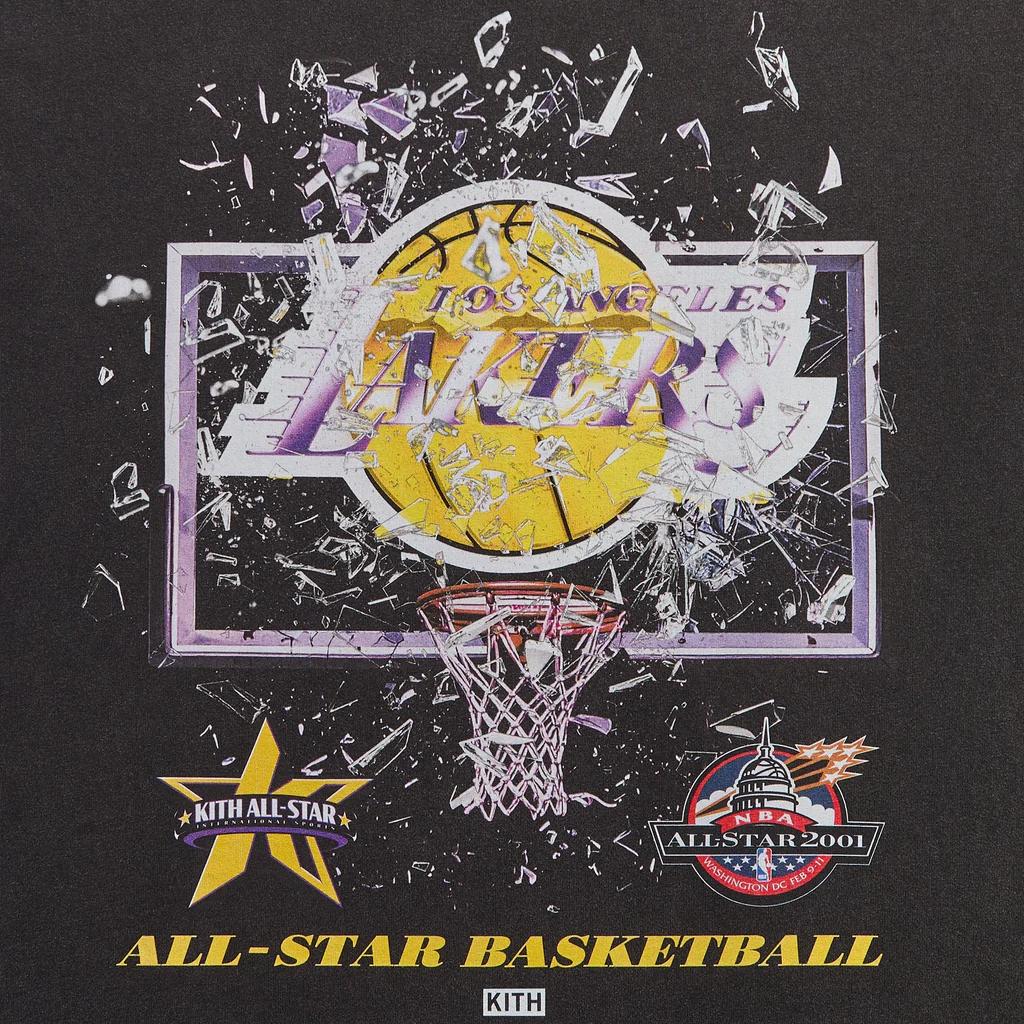 Kith For NBA All-Star Los Angeles Lakers Shattered Backboard Vintage Tee Black Men Tops KHM034949-001