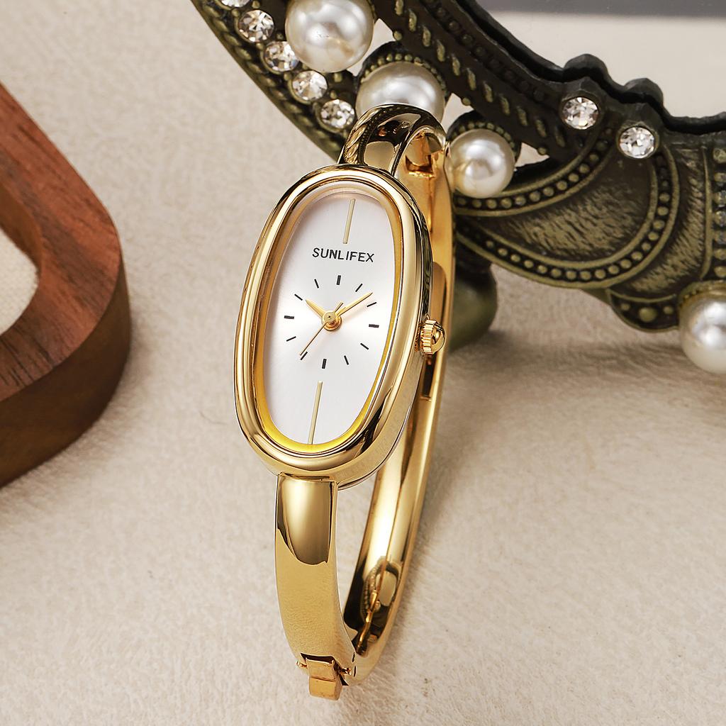 New luxury elegant ladies bracelet watch simple scale dial oval waterproof women's quartz watch Reloj