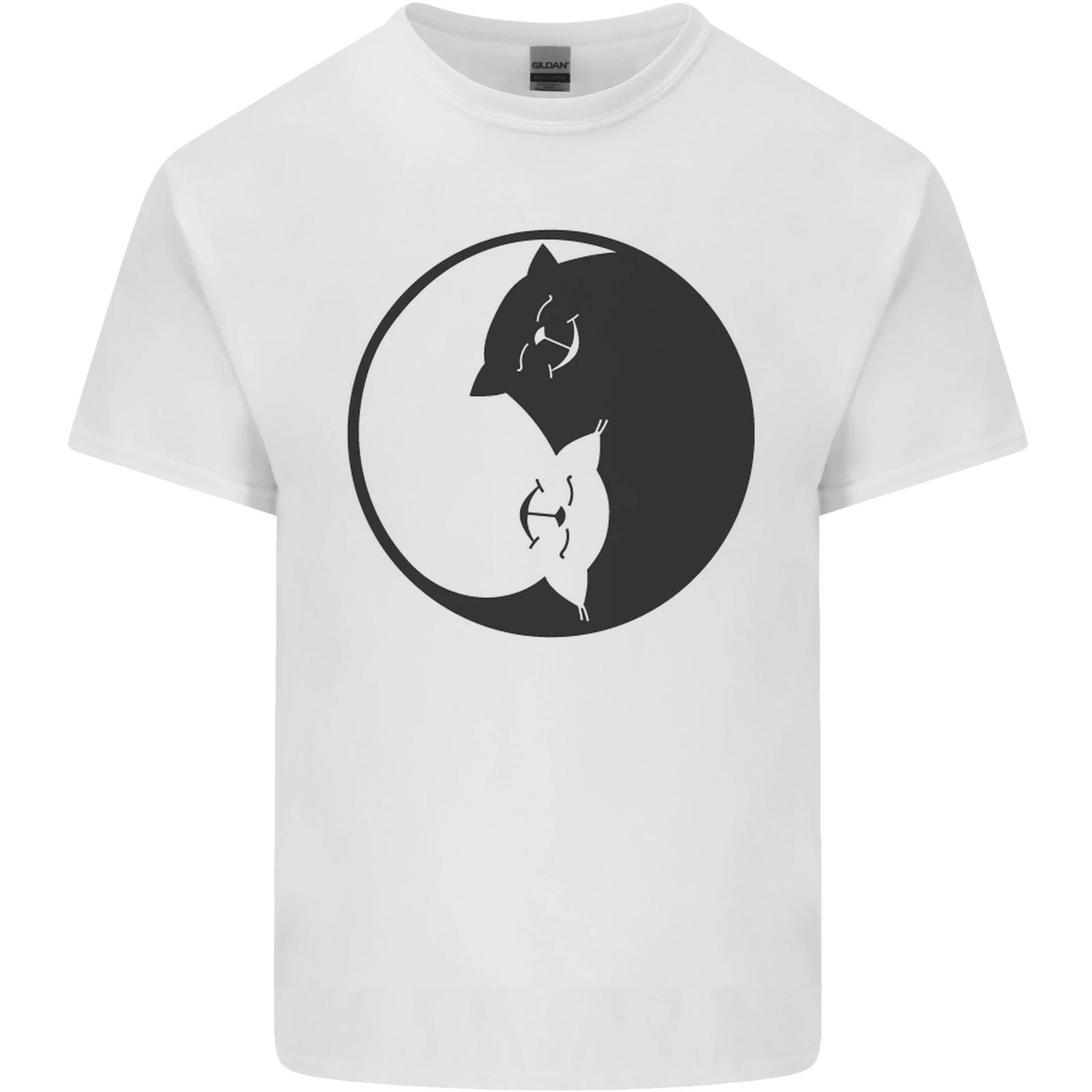 Yin Yang Cat Lover Funny Kitten Pet Mens Cotton T-Shirt Tee Top S