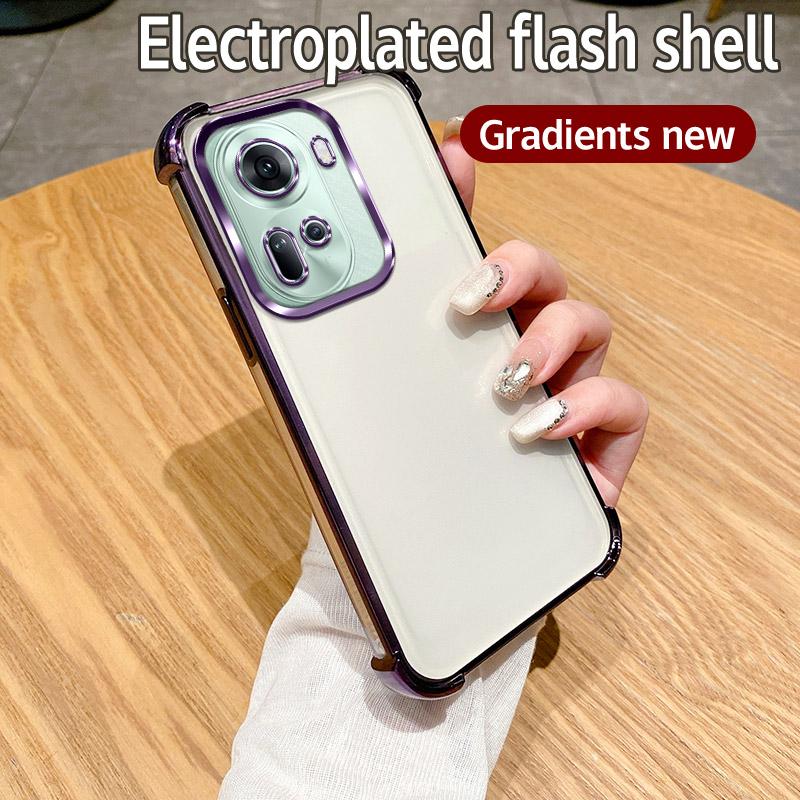 For OPPO Reno 11 5G Case OPPO RENO 11 Pro 5G Phone Case Shiny Glitter Plating Silicone Camera Lens Soft Back Cover