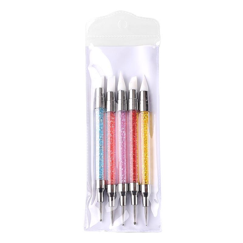 Multifunctional Double-Ended Nail Art Silicone Pen for Beading, Gluing, Carving, Rhinestone Pressing, and Embossing