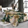 Golden Green Palm Leaf Print 2/3pcs Duvet Cover Set - 100% Polyester, Machine Washable, All-Season Comfort and Soft Bedding Set