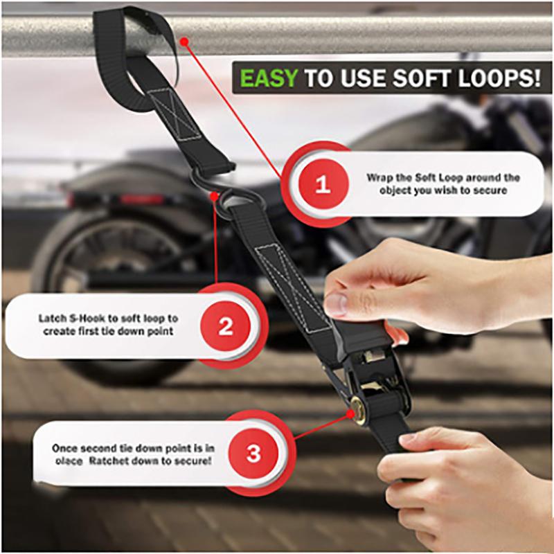 1Set Ratchet Tie-Down Strap Motorcycle Fixed Heavy Cargo Trailer Transportation Car Tension Rope Tie Down Strap Kit Annular Belt
