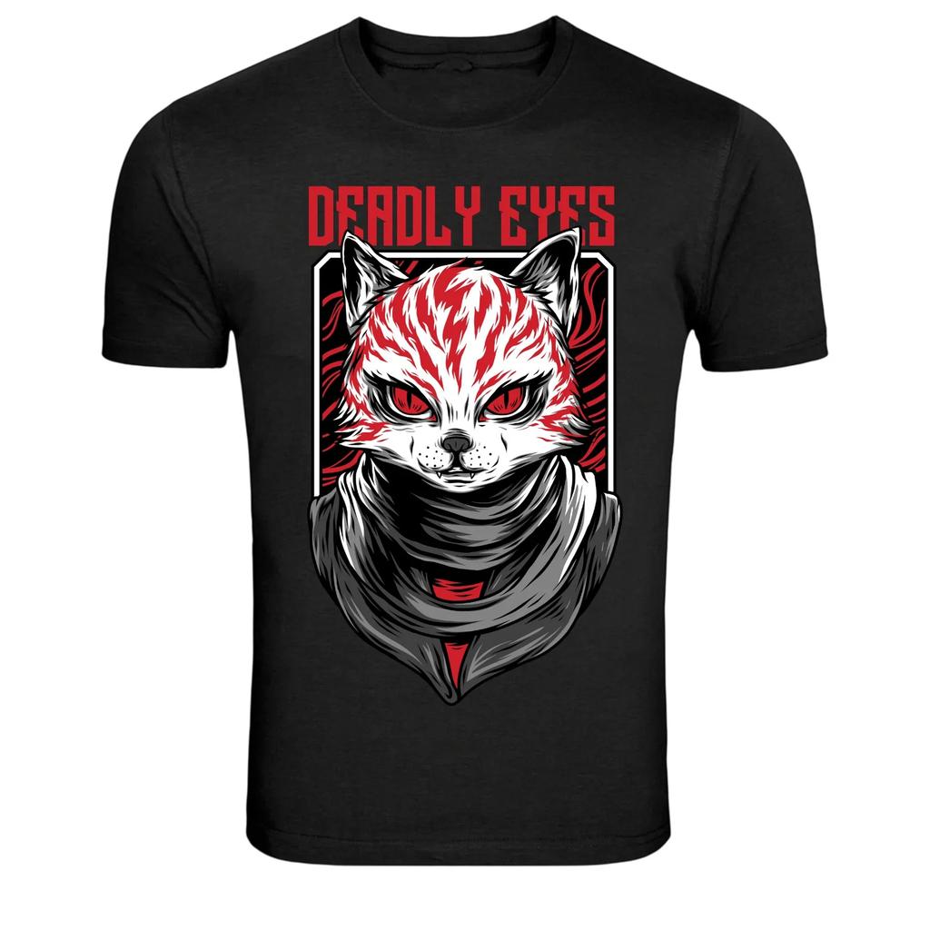 Deadly Eyes Cat Assassin Graphic T-Shirt
