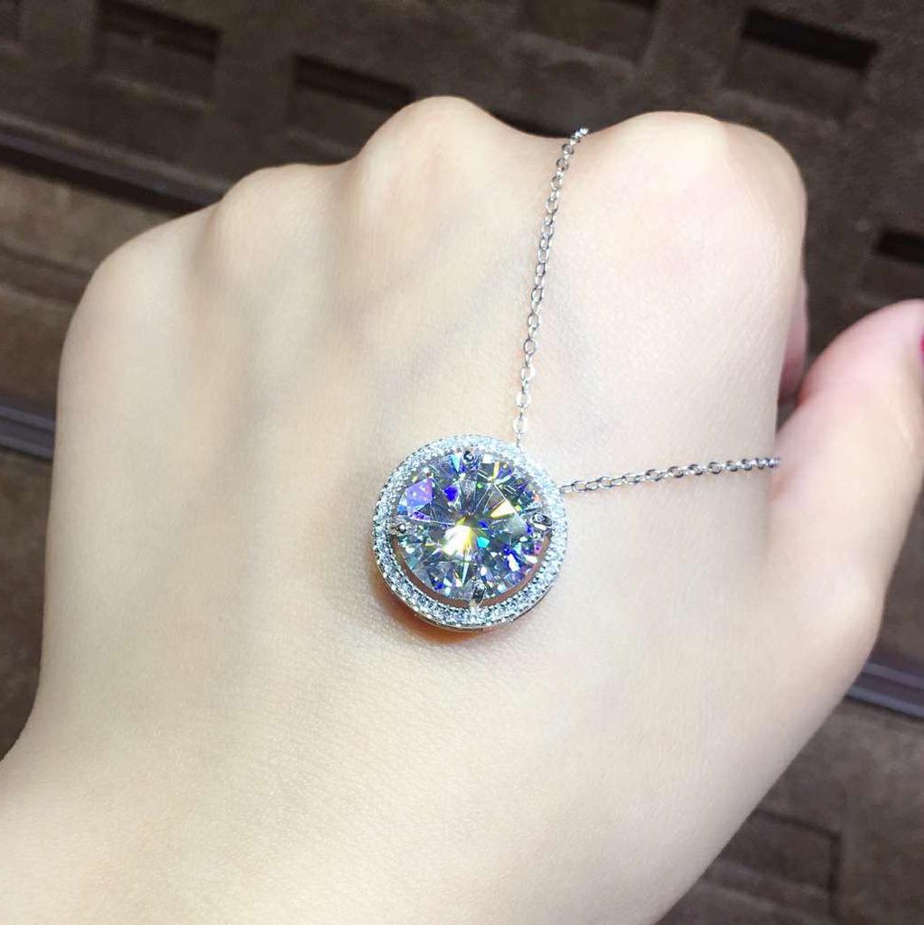 Vintage 2ct Green Moissanite Pendant 925 Sterling Silver Charm Wedding Pendants Necklace For Women Party Choker Jewelry Gift