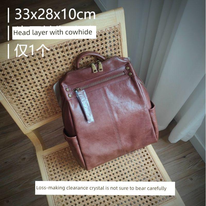 [Clearance Special Offer] First Layer Cowhide Women Bag Genuine Leather Bag Skeleton-Skin