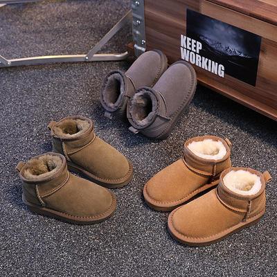 Children's Genuine Leather Snow Boots - Warm, Non-slip, Fashionable for Boys and Girls, Sizes 25-36