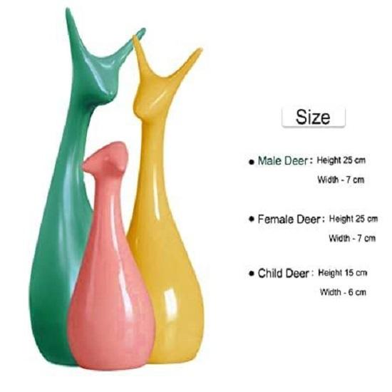 Beautiful Home Decor Lucky Deer Statue Family Ceramic Statues - (Set of 3, Multicolor)