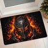 1pc Cyberpunk Flame Mecha Warrior Flannel Doormat, Non-Slip Entrance Mat for Home, Bedroom, Kitchen, Absorbent and Dust-Proof Rug