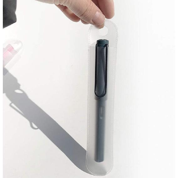 Luzen 50Pcs Clear Plastic Pen Pouch Bag Single Pen Sleeve Case Holder Ballpoint Pen Pencil Gift Packaging Bag for for School Office Business Use