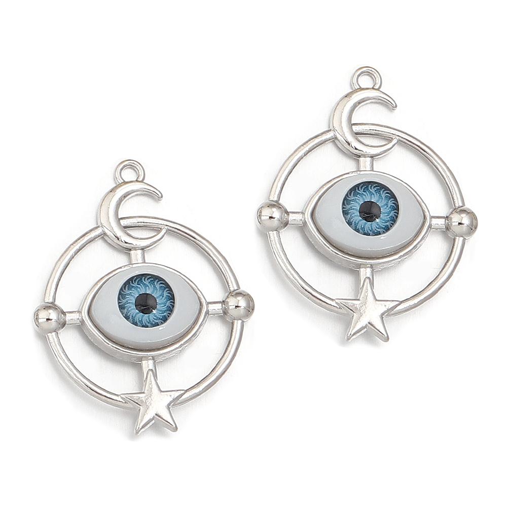 5 Stück/Los Legierung Böser Blick Anhänger Herz Stern Mond Auge Anhänger Für Schmuckherstellung DIY Halskettenanhänger Ohrringe Zubehör