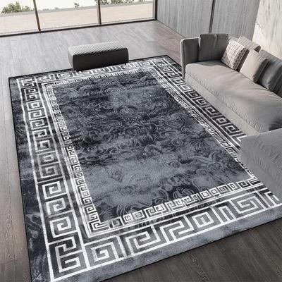 Classic Gray Carpet Rug Greek Border Home Decoration Mat Elegant Vintage Retro Luxury Living Room Floor Decor Traditional Design