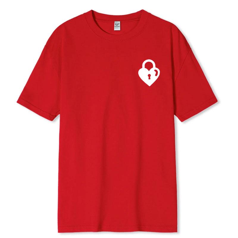 Lustige Herzschloss und Schlüssel passende Partnerhemden Hochzeits paar Valentinstagsgeschenk Valentinstag Liebe Unisex Erwachsene Baumwoll Tops