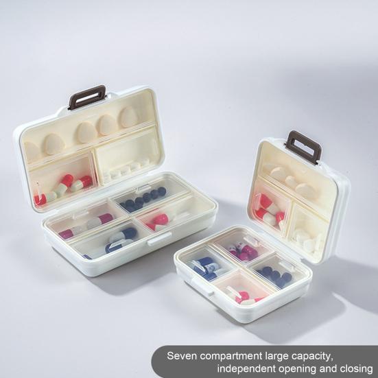 Pill Storage Box Food Grade Compact Size Multi-compartments Good Seal Effect Large Capacity Item Storage Reusable 7 Grids Tablet
