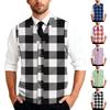 Herrrandig Rutig Tryck Ärmlös Tröja Stickad Knäppskjorta | Ärmlös Ledig Knäppväst Med Krage För Vardag & Lager-på-lager