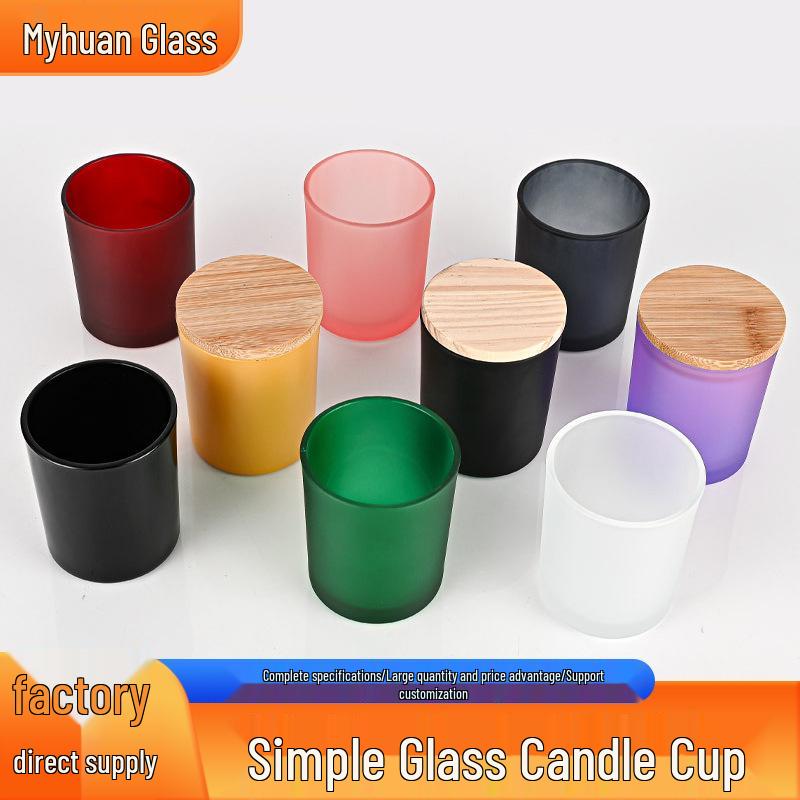 Colored Glass Aroma Candle Jar with Lid