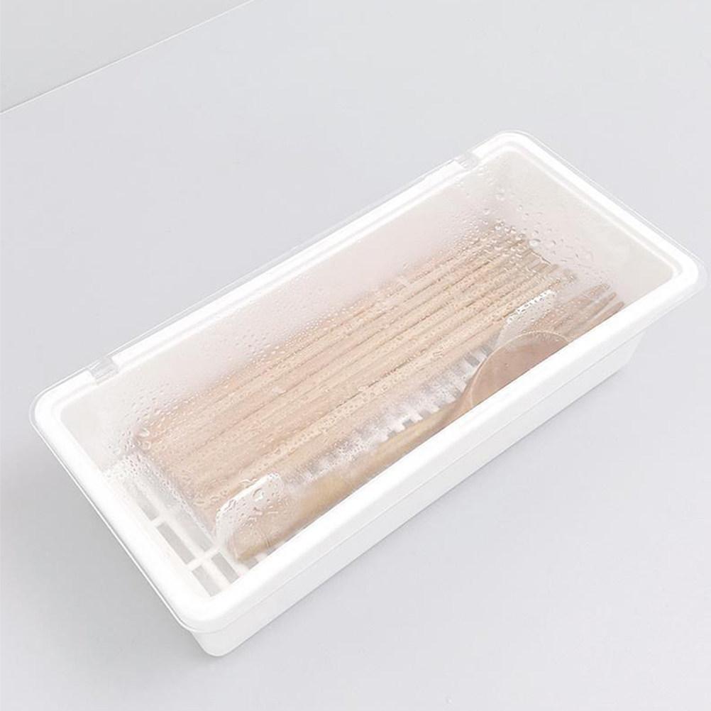 Premium Kitchen Cutlery Organizer Chopsticks Drain Box with Drain Holes Compact Flat Bottom Storage Case for Forks Spoons Knives