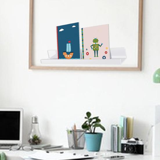 2Pcs Magnetic Bookshelf Whiteboard Reusable Metal Display Stand with Strong Magnetism Floating Book Holder