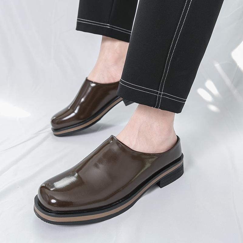 Mode Mode Plateau Herren Kunstleder Slipper Schuhe Business Dicke Sohle Trend Mode Männlich Halbschuhe Slipper Freizeitschuhe