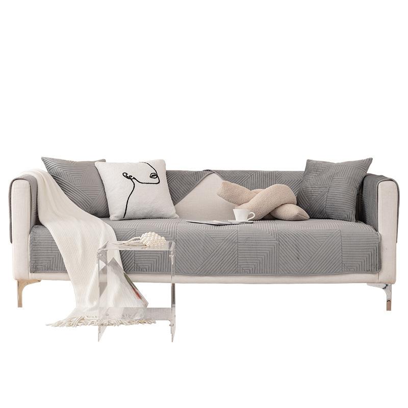 Soft Plush Sofa Cover Universal Fit Anti Scratch Towel Cloth Simple Design All Inclusive Cushion Protector