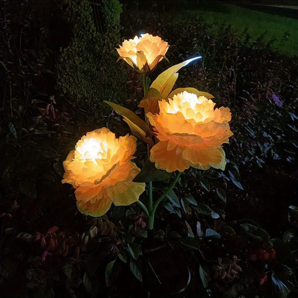 

3 Large peonies, solar garden lights, LED lights, super beautiful lawn lights, outdoor garden garden lights, artificial flowers suitable for Christmas