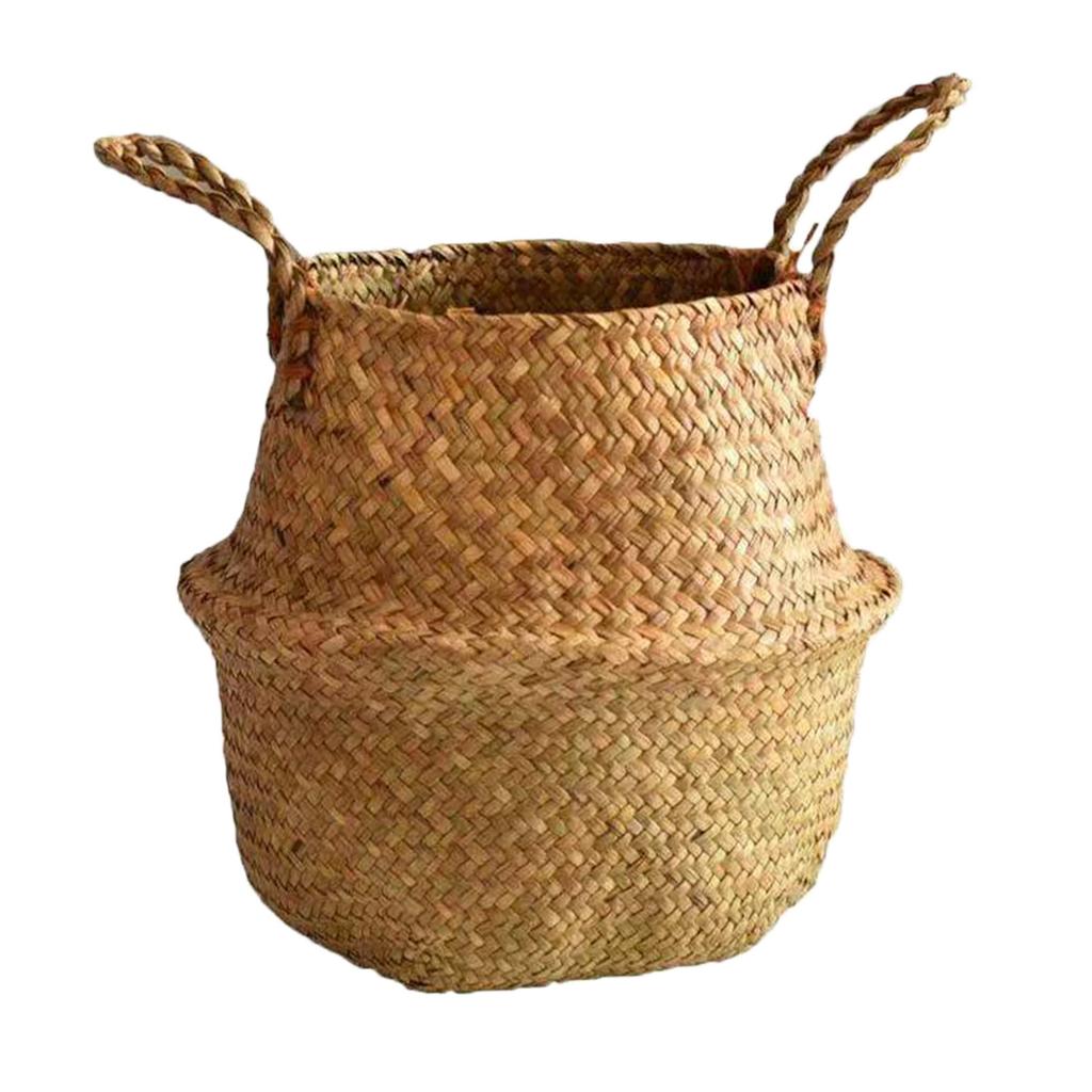 Rattan Baskets Foldable Weaved Storage Baskets With Handle Sundries Laundry Storage Containers Home Decoration Accessories